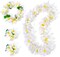 4 PCS Hawaiian Lei Set, White Luau Wreath Garland Hawaii Leis Flower Headpiece Necklace Bracelet